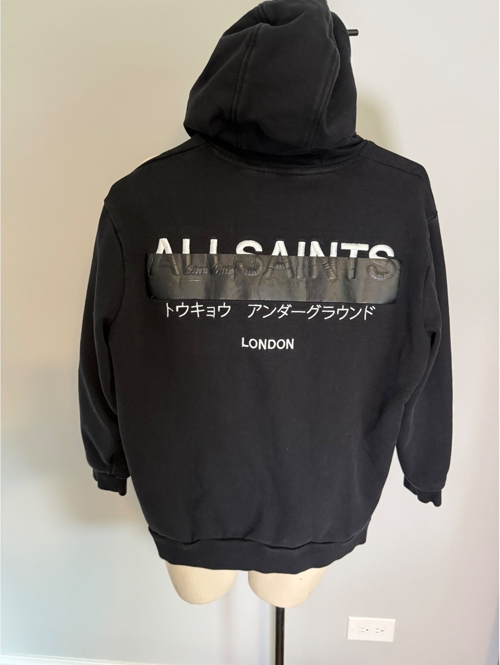 All Saints Boys' Black Hoodie Sweatshirt with Graphic Print